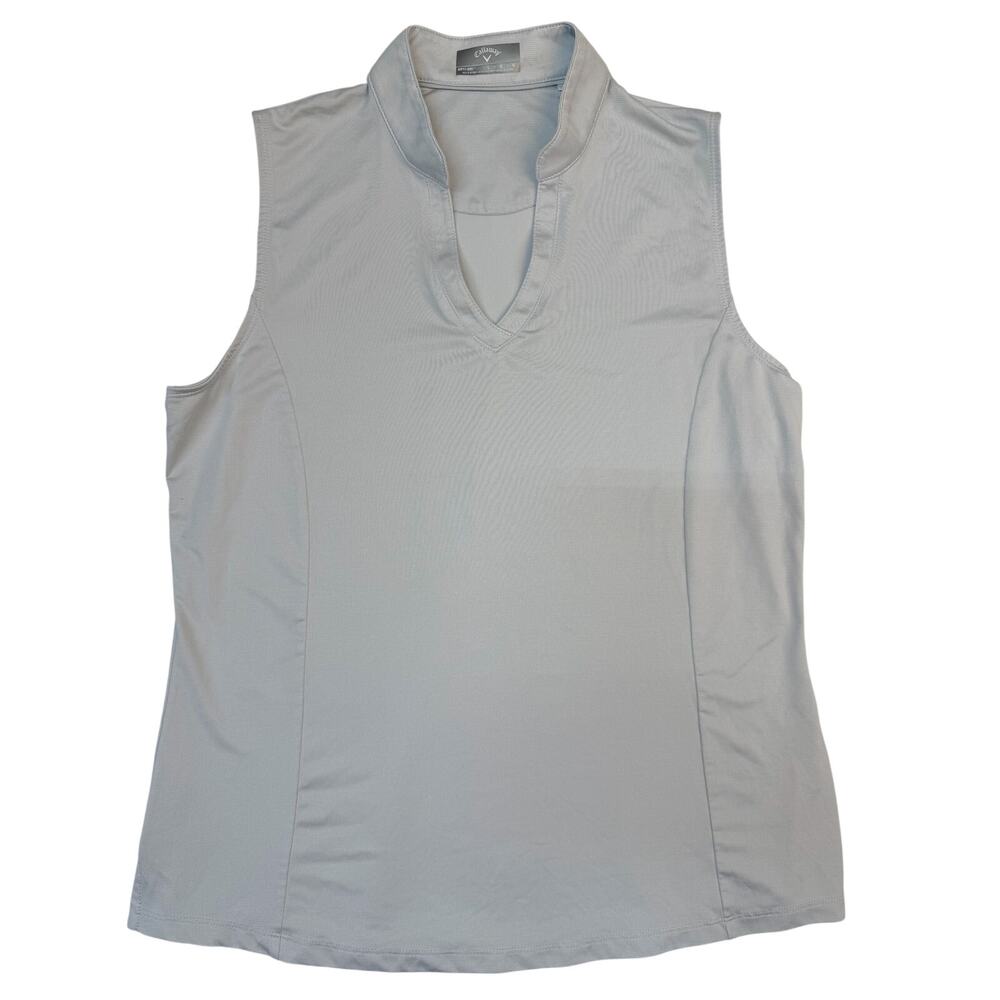 Callaway Opti-Dri Women’s LG Sleeveless Golf Polo Shirt Light Blue Stretch
